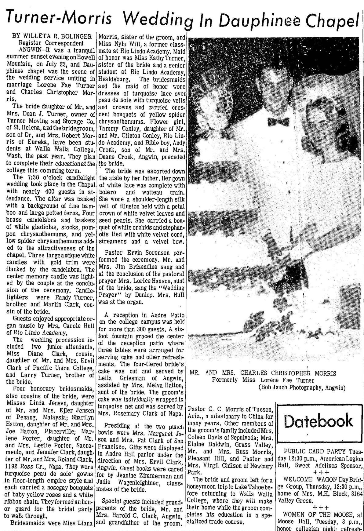 Napa newlyweds from 1967